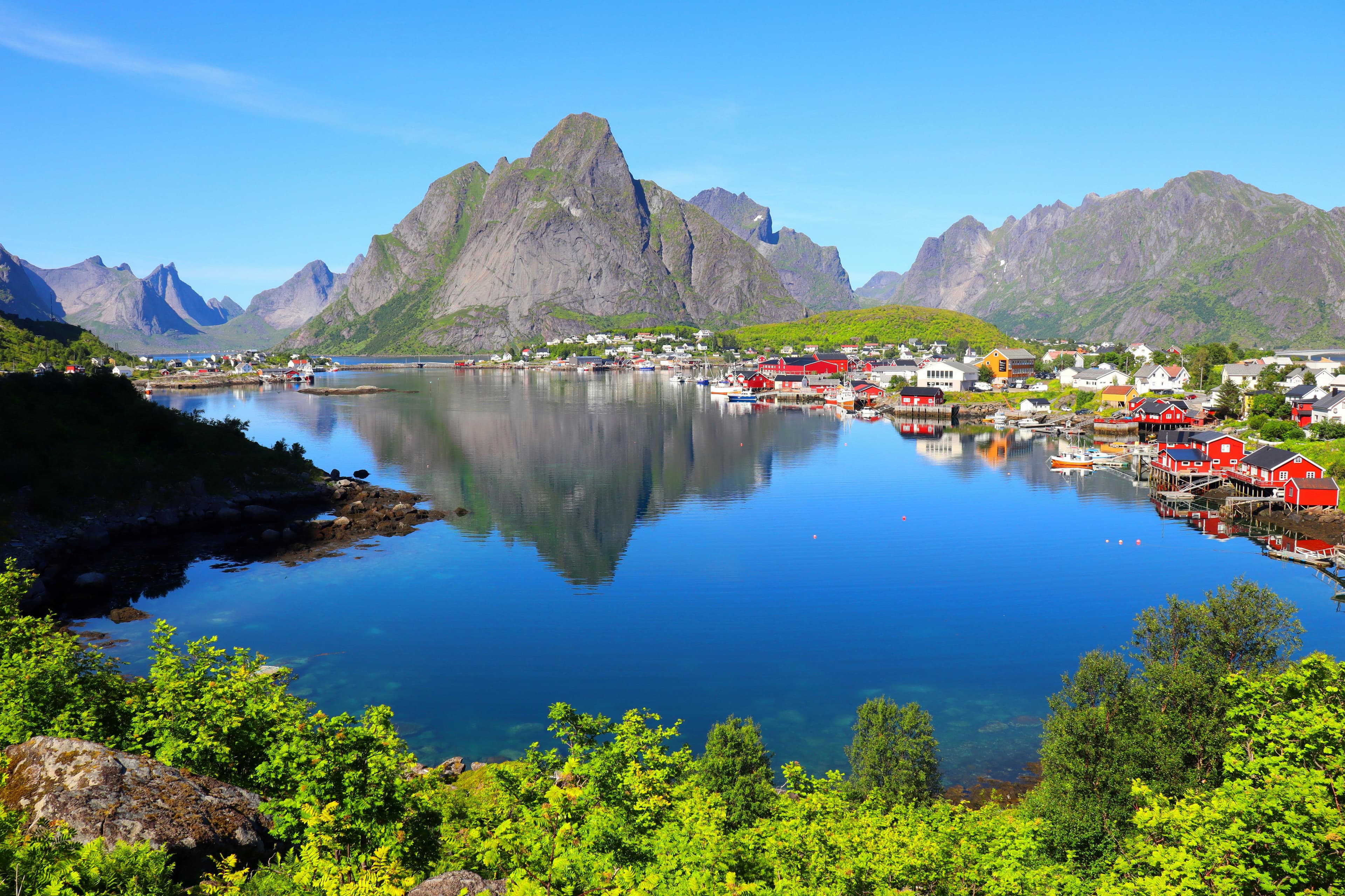 Coastal mountains and sea light on the Helgeland Coast