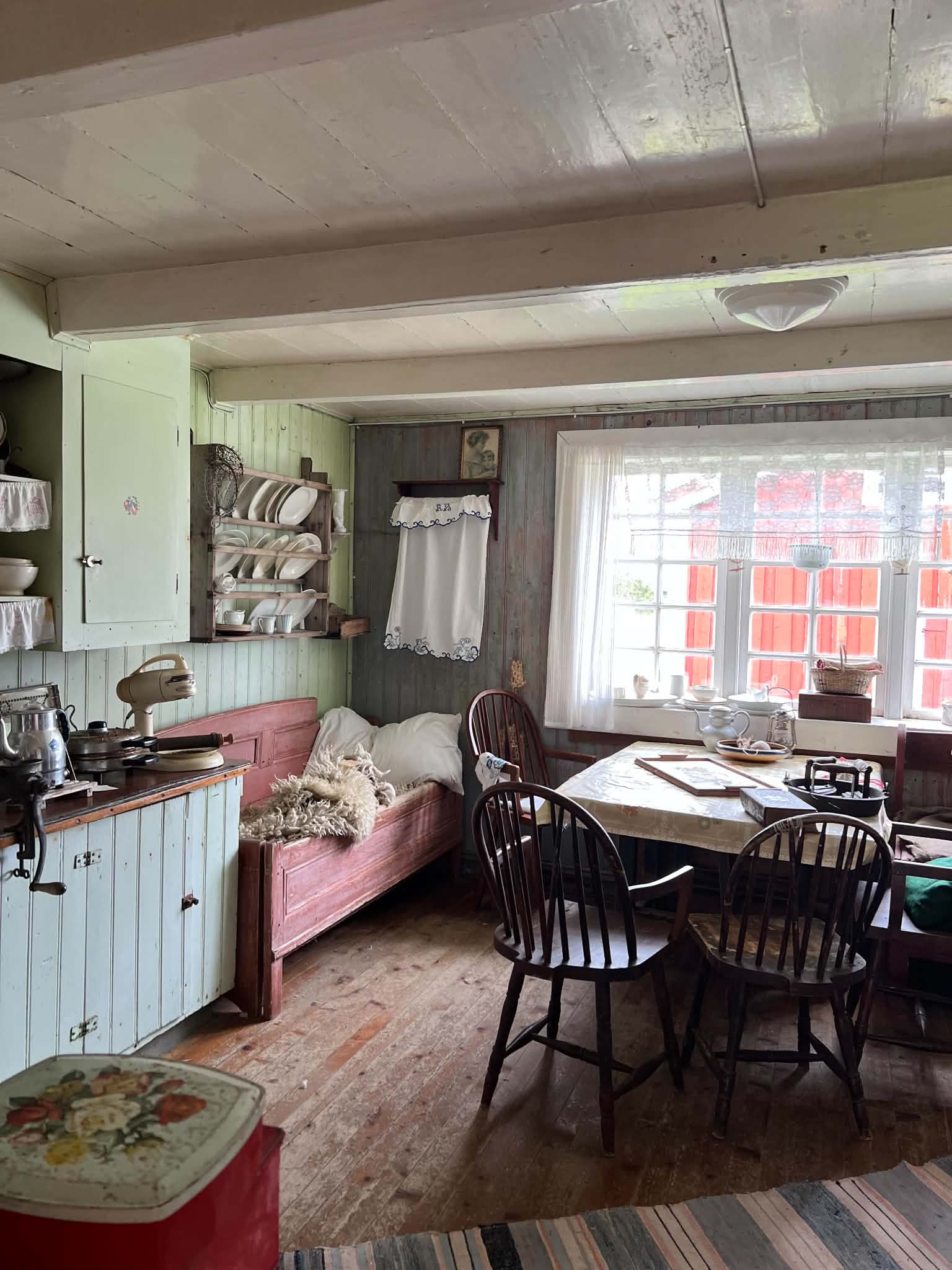 Preserved kitchen and dining room from a coastal home in Helgeland