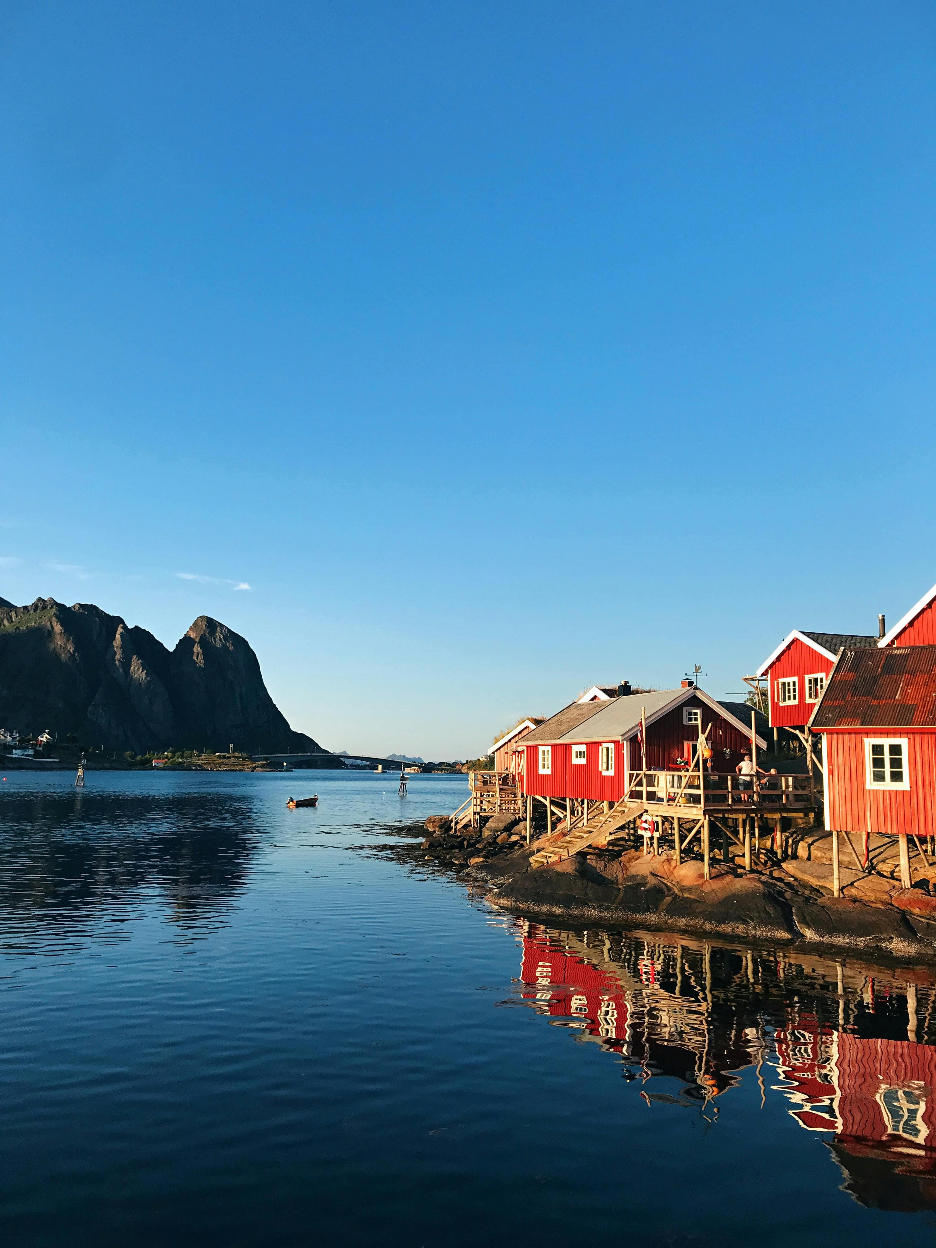 Traditional red fishermen cabins in Hamnøy, Lofoten